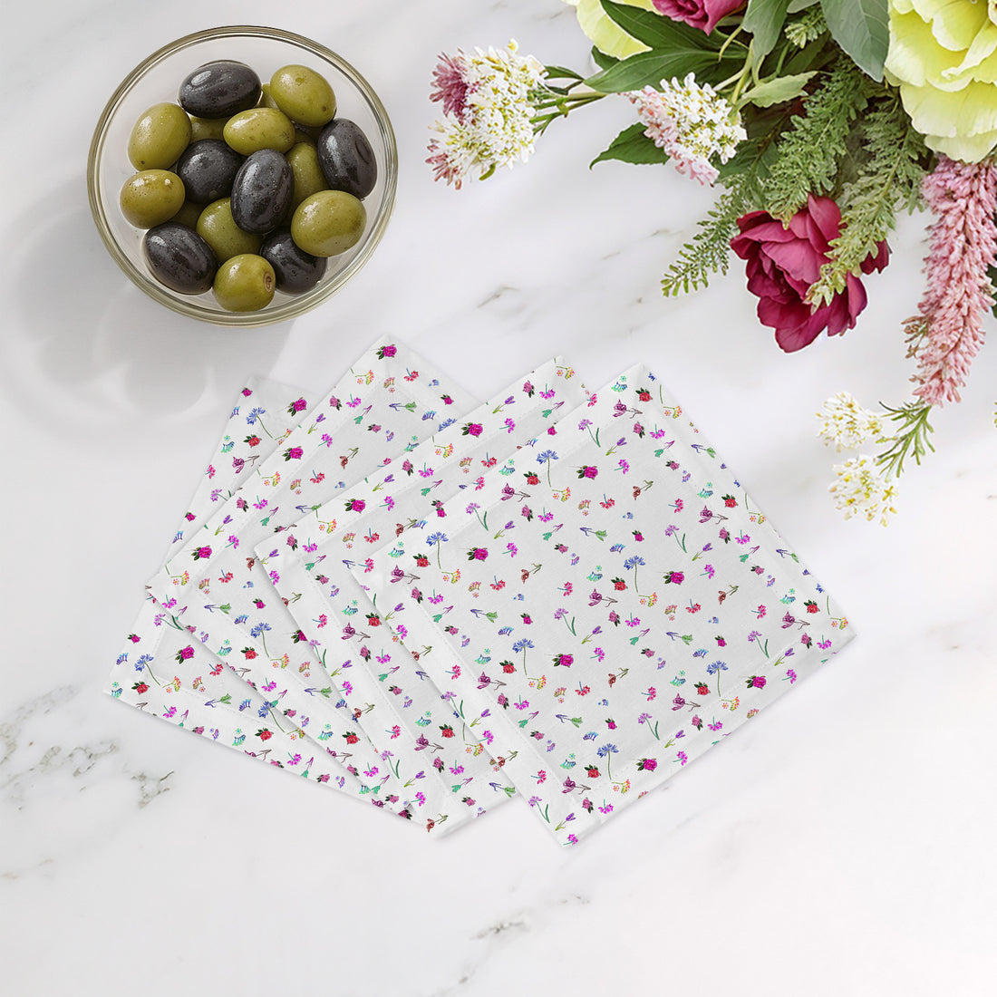 Pistils Tossed Cotton Sateen Cocktail Napkins - nicolettemayer.com