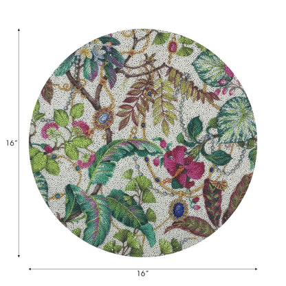 Plumeria Natural Round Beaded Placemat Smooth