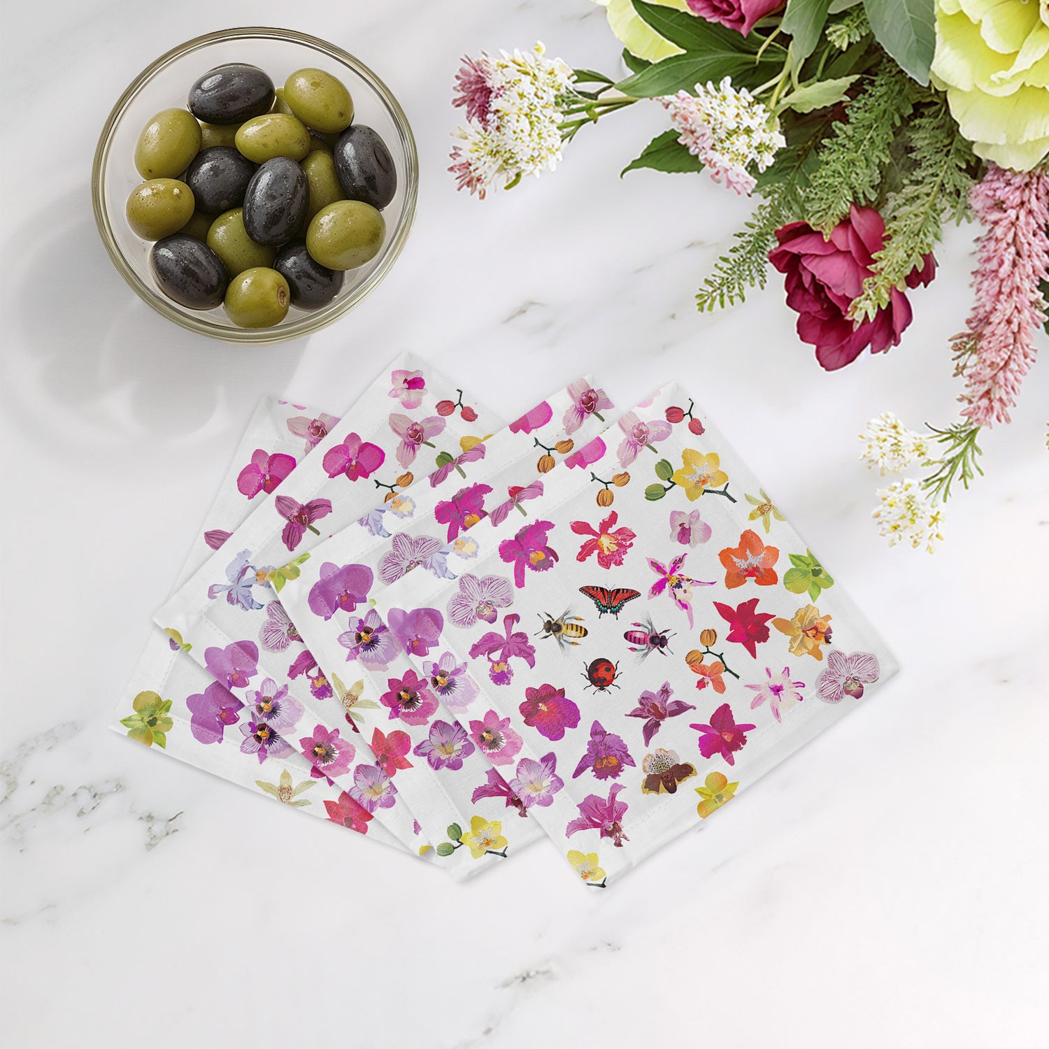 Precise Orchid Cotton Sateen Cocktail Napkins