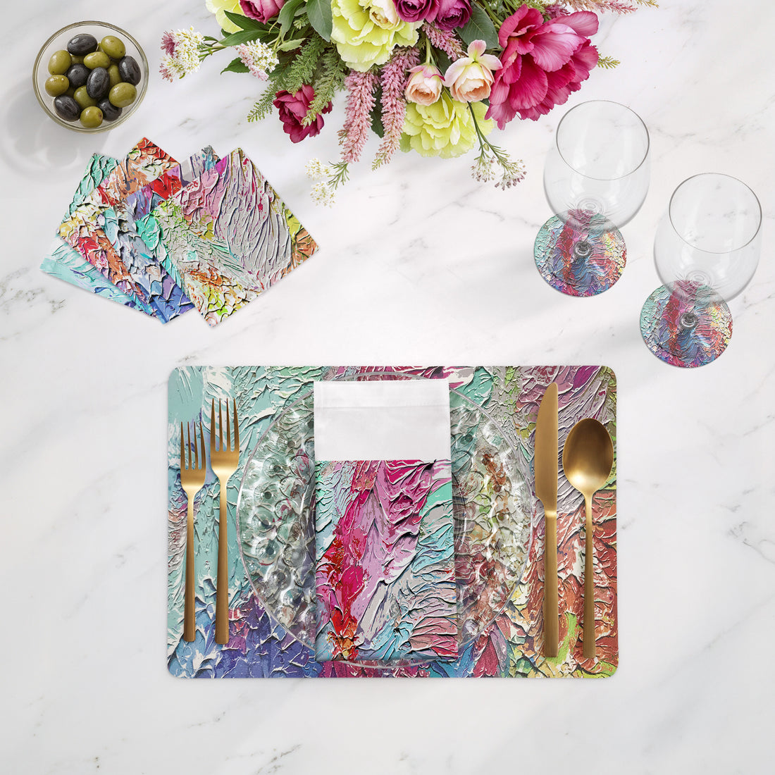 Paint Brights Vegan Leather Rectangle Pebble Placemat