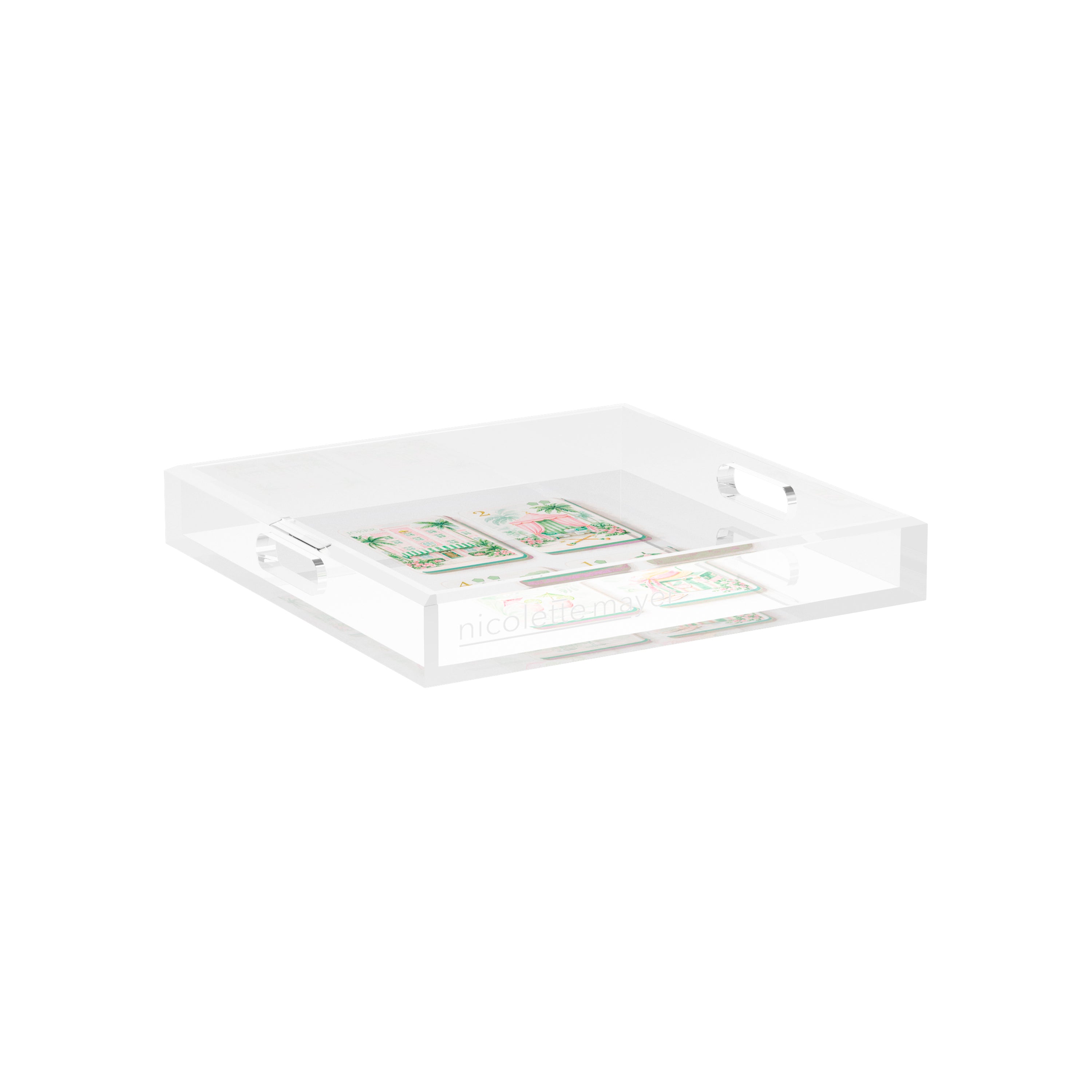 Palm Beach Theme Mahj 12X12 Acrylic Tray - nicolettemayer.com 