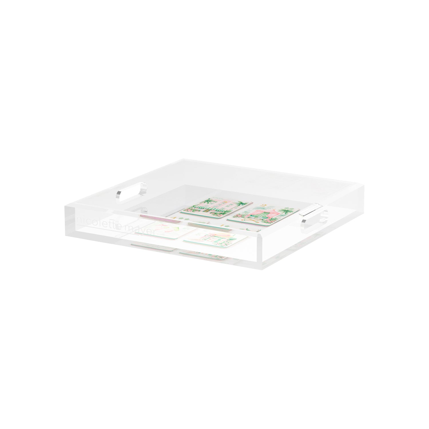 Palm Beach Theme Mahj 12X12 Acrylic Tray - nicolettemayer.com 