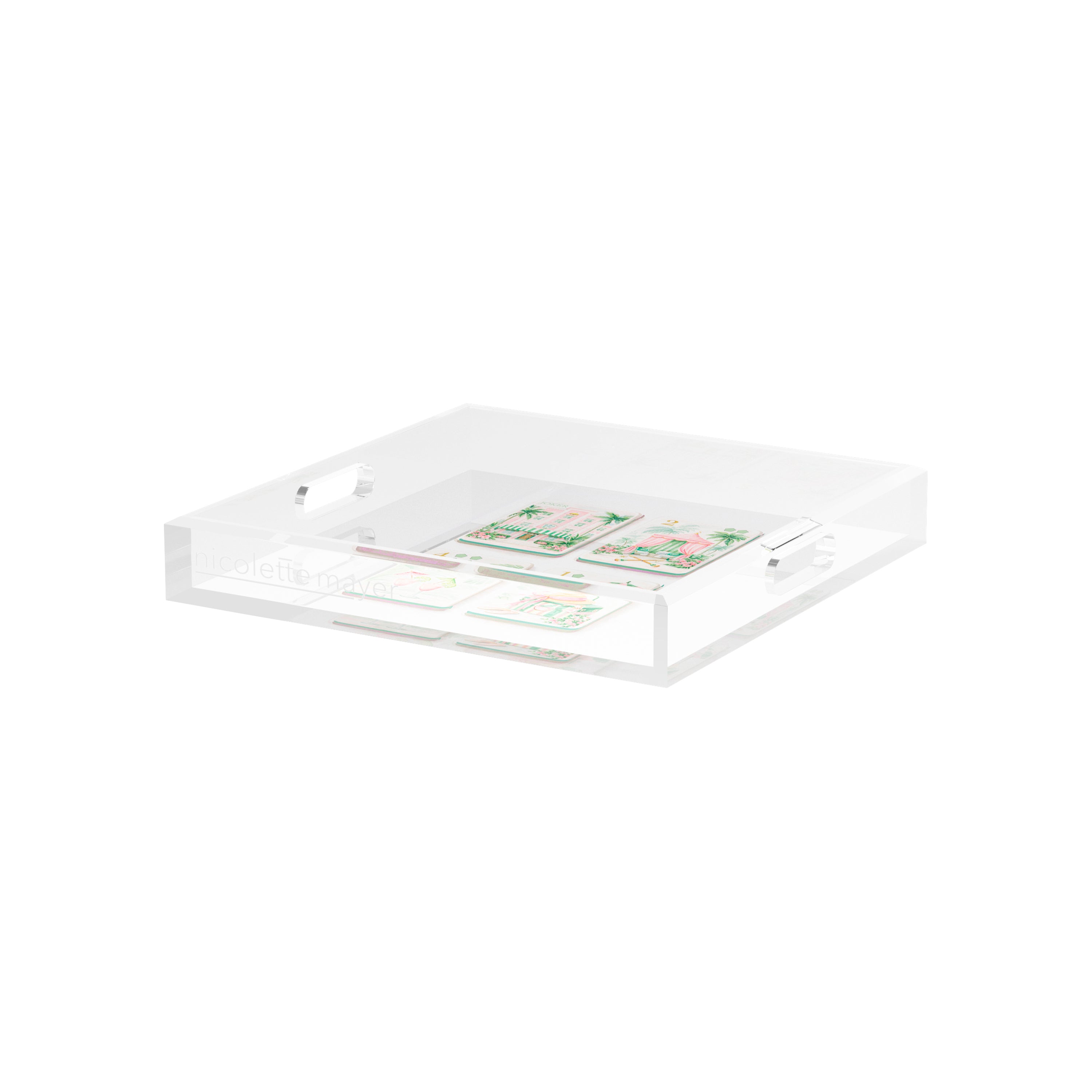 Palm Beach Theme Mahj 12X12 Acrylic Tray - nicolettemayer.com 