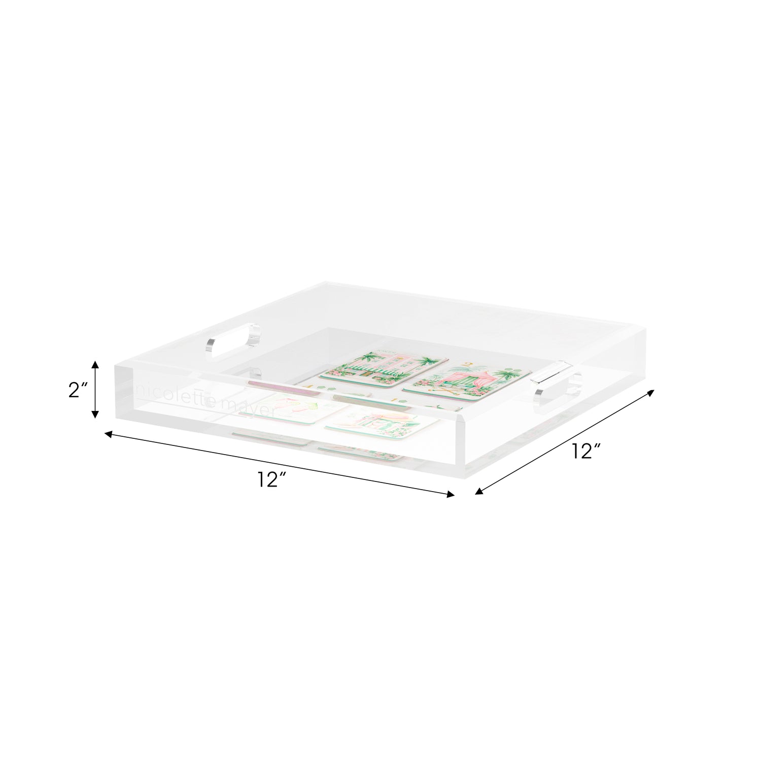 Palm Beach Theme Mahj Set of 3 Acrylic Tray - nicolettemayer.com 