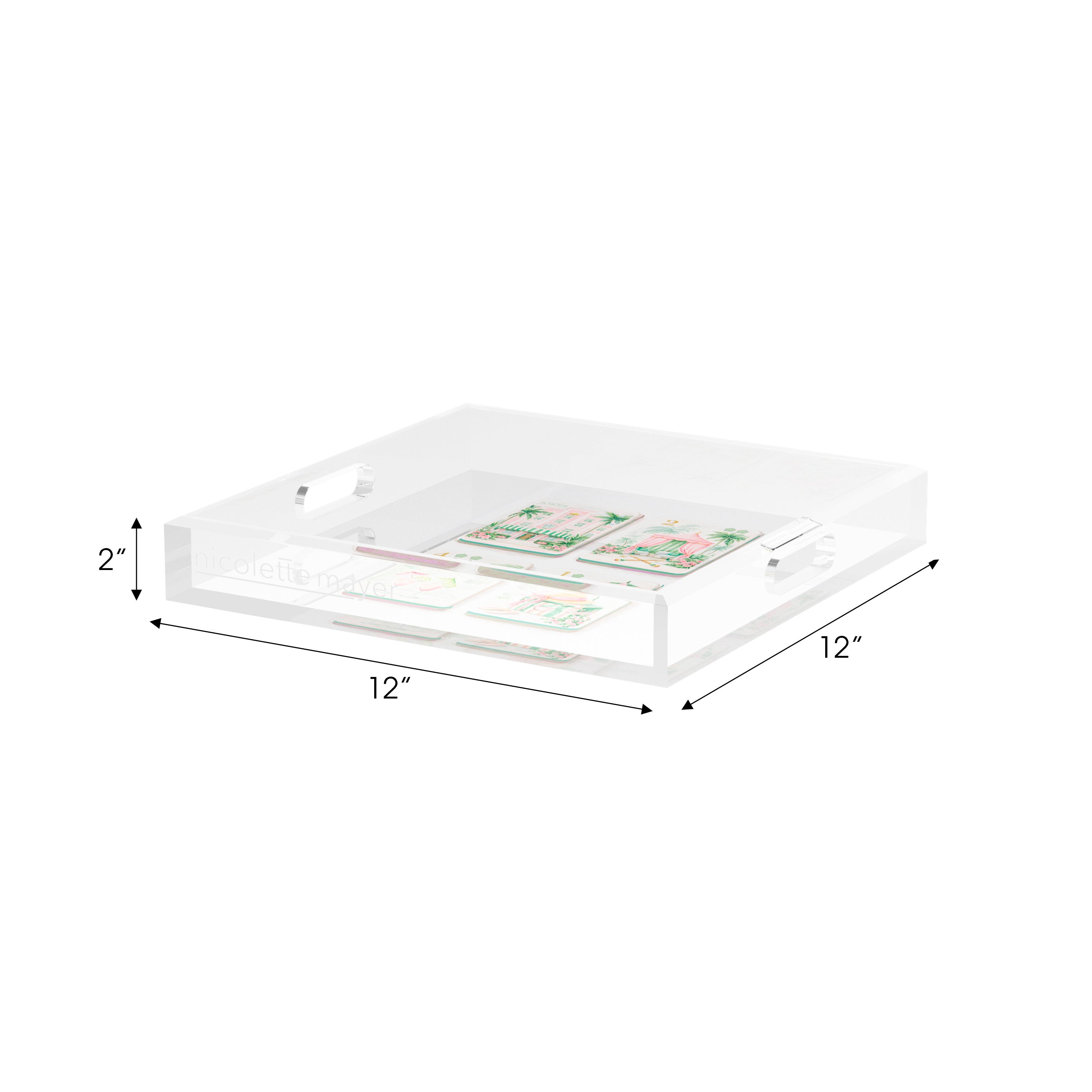 Palm Beach Theme Mahj Set of 3 Acrylic Tray - nicolettemayer.com 