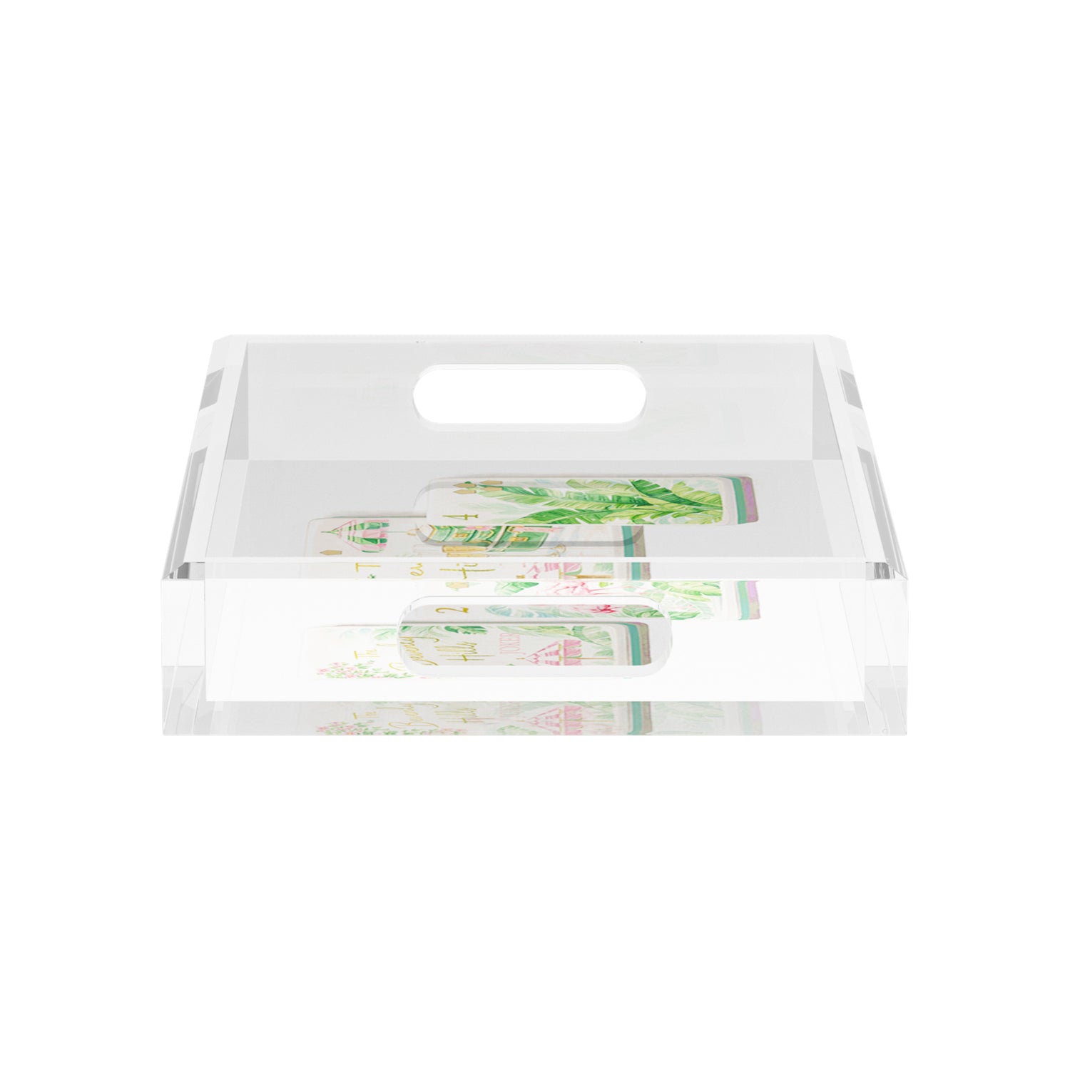 Palm Beach Theme Mahj 12.5x7.75 Acrylic Tray - nicolettemayer.com 