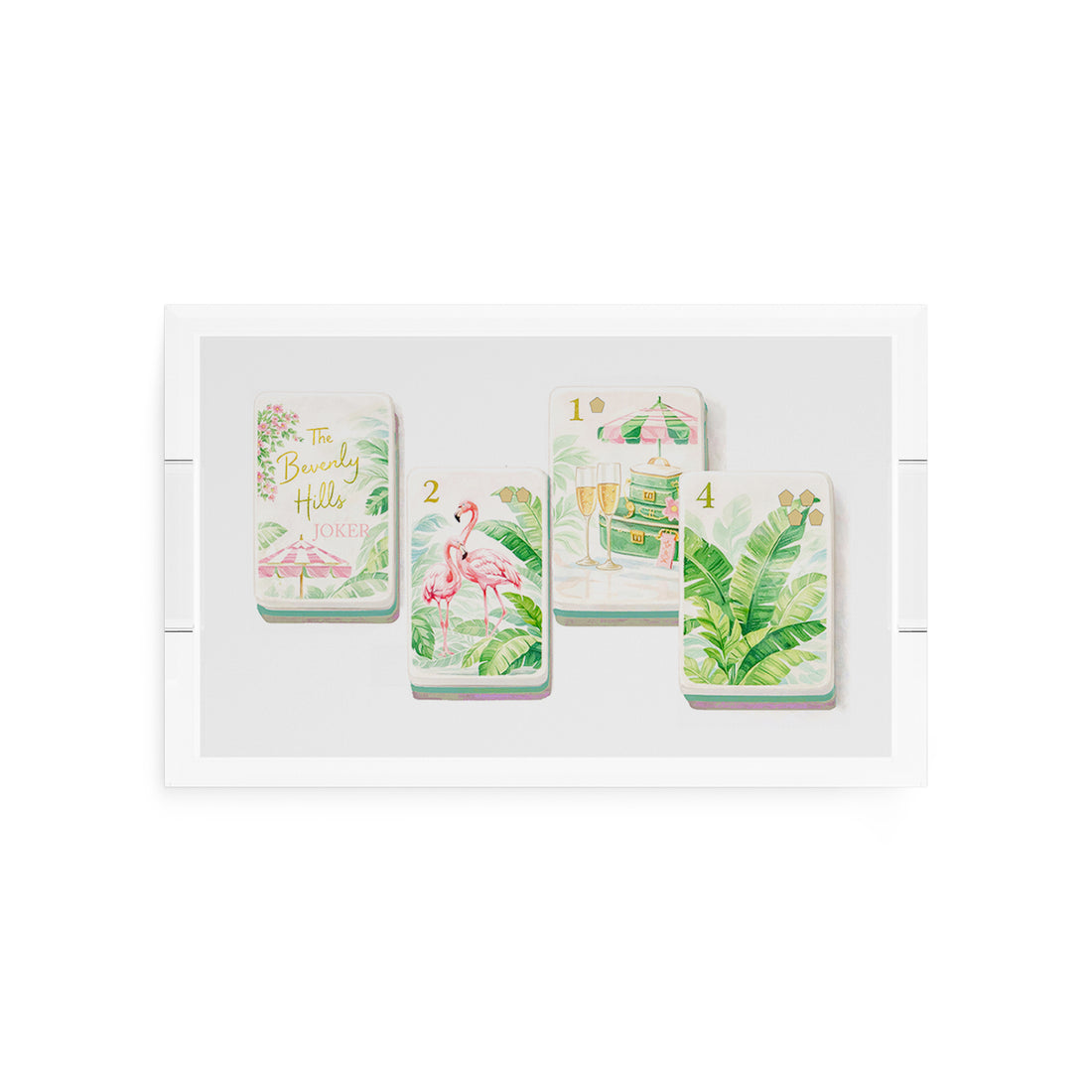 Palm Beach Theme Mahj 12.5x7.75 Acrylic Tray - nicolettemayer.com 