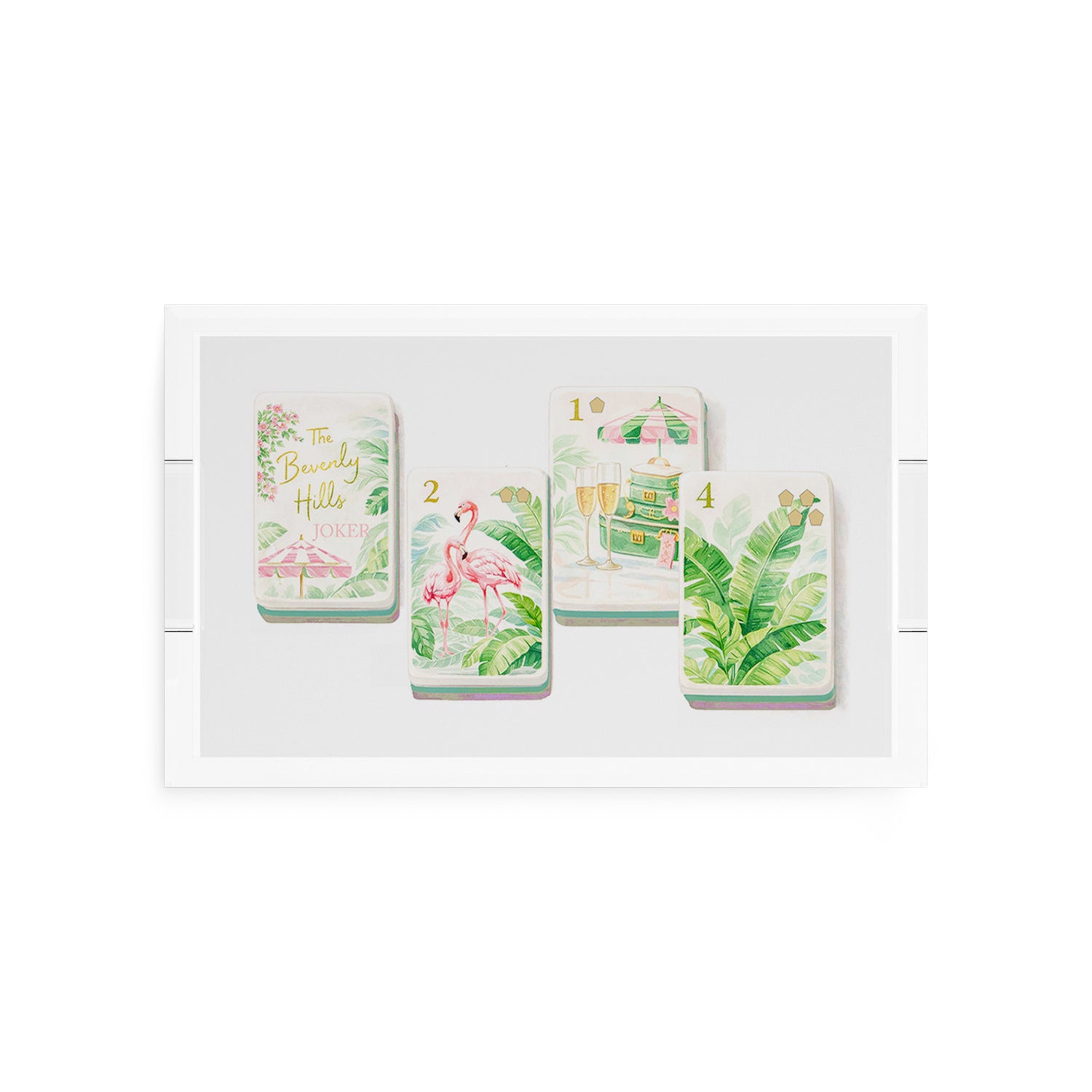 Palm Beach Theme Mahj 12.5x7.75 Acrylic Tray - nicolettemayer.com 