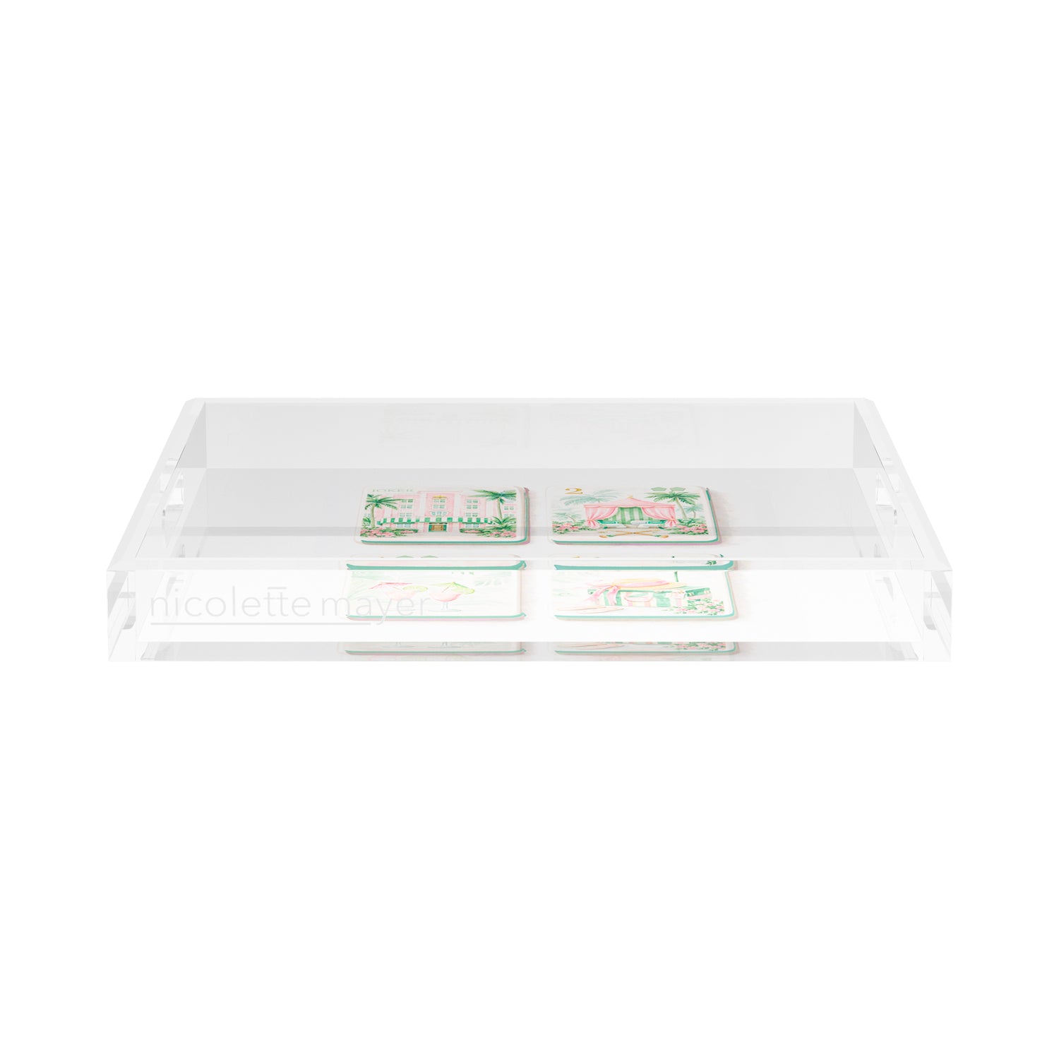 Palm Beach Theme Mahj 15X15 Acrylic Tray - nicolettemayer.com 