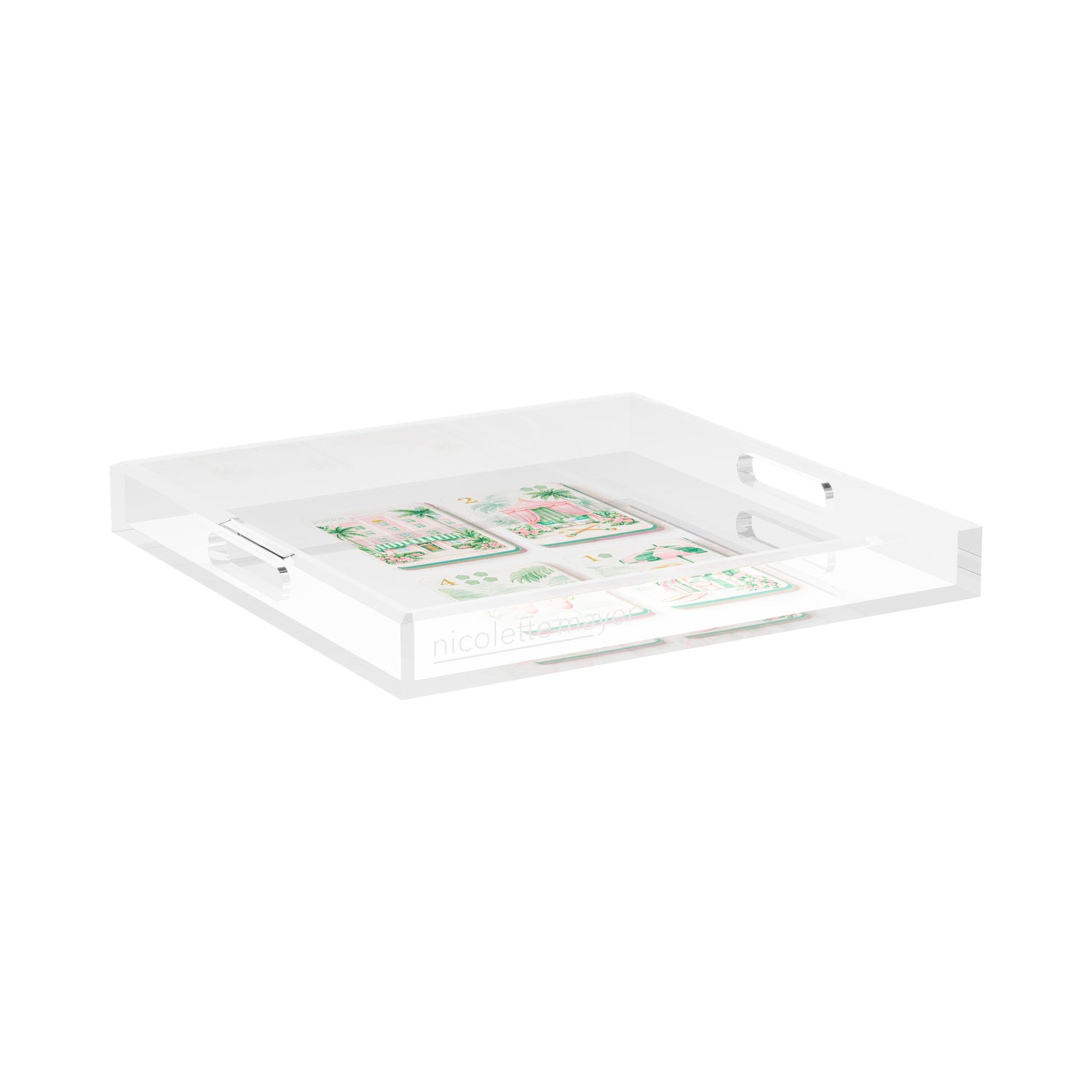 Palm Beach Theme Mahj 15X15 Acrylic Tray - nicolettemayer.com 