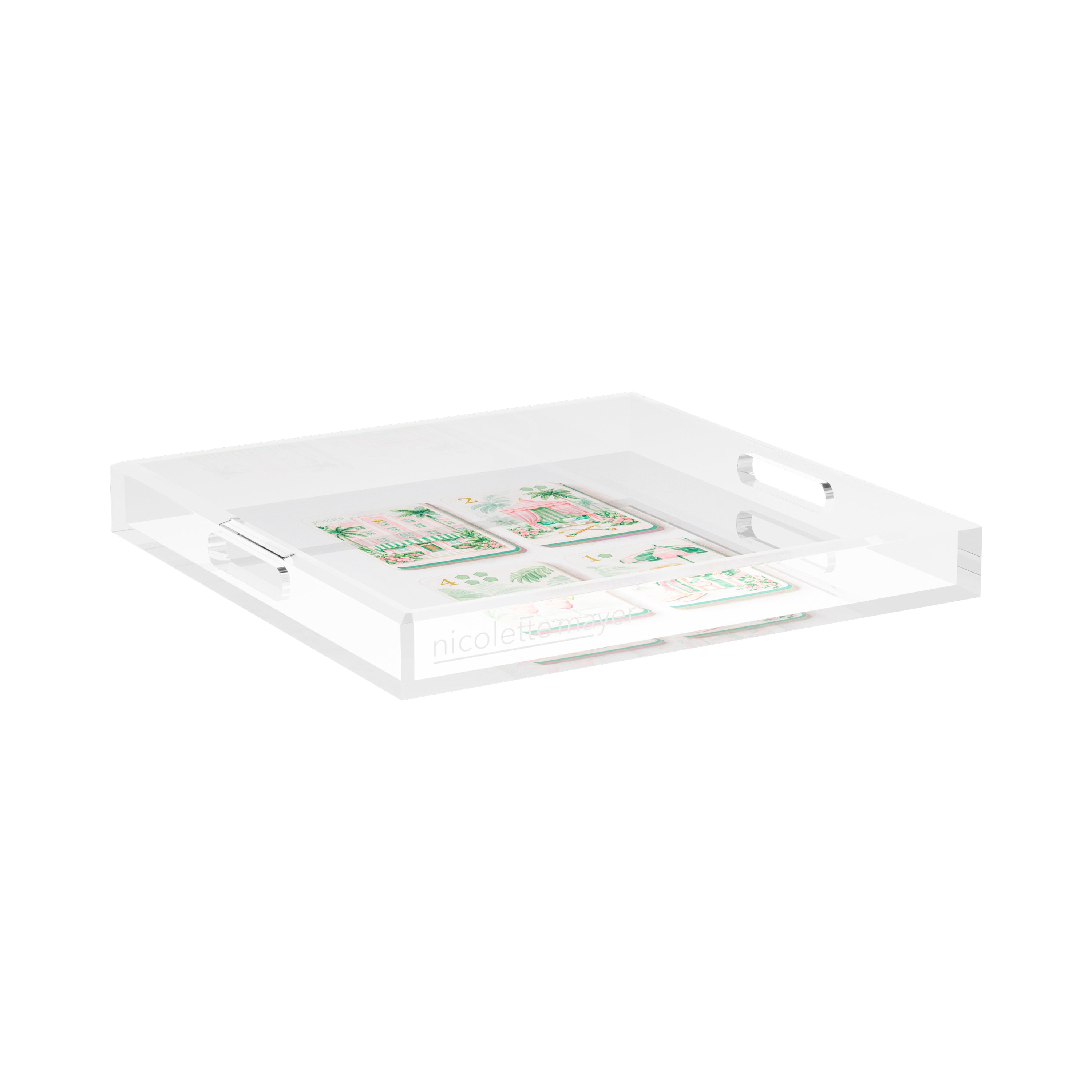 Palm Beach Theme Mahj 15X15 Acrylic Tray - nicolettemayer.com 