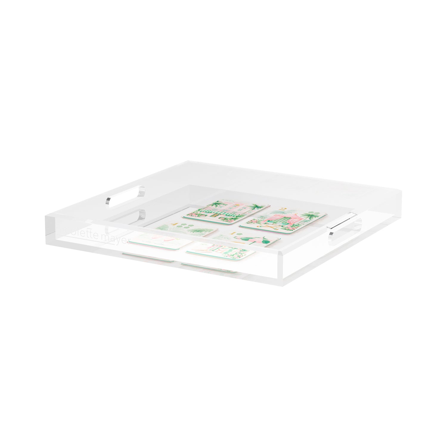 Palm Beach Theme Mahj 15X15 Acrylic Tray - nicolettemayer.com 