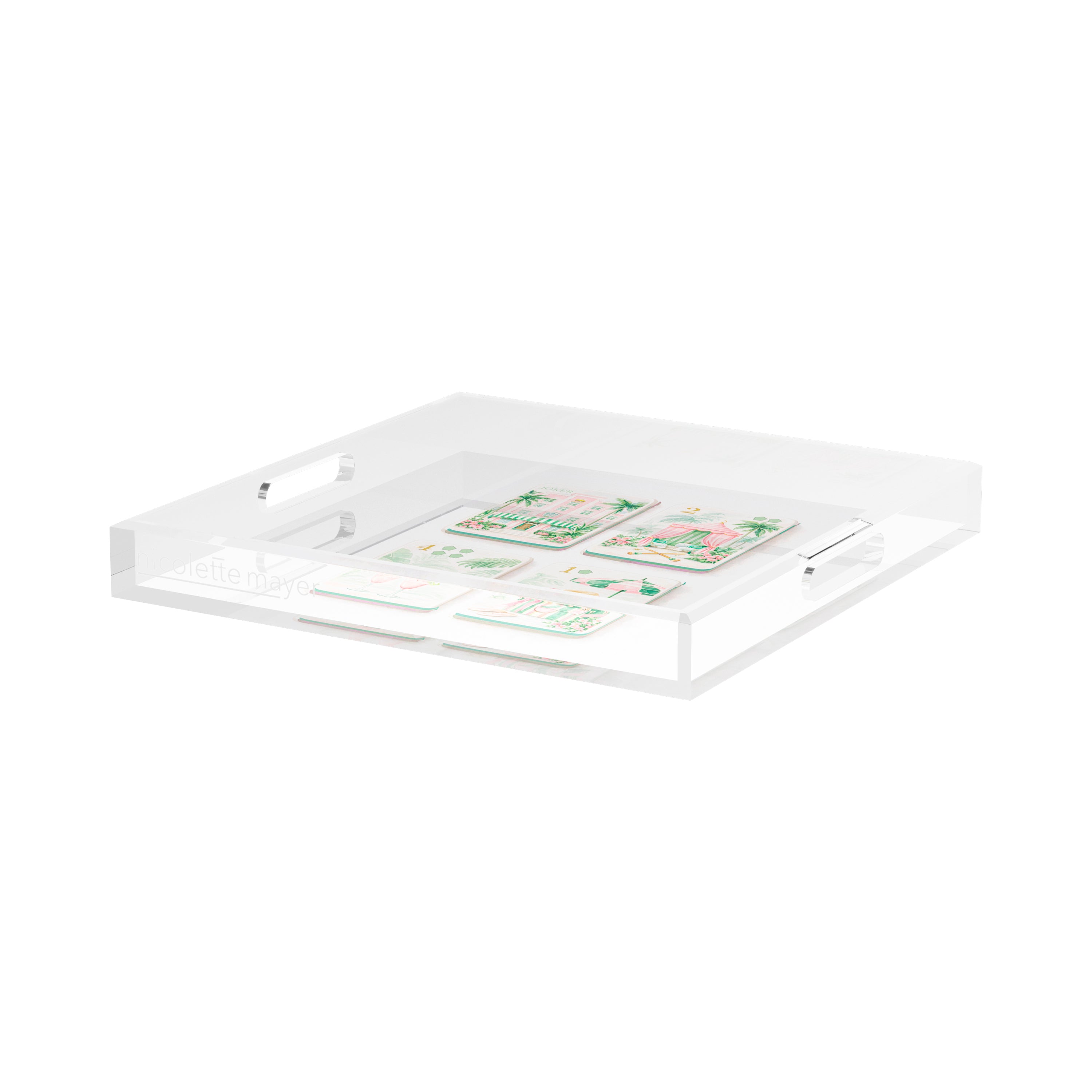Palm Beach Theme Mahj 15X15 Acrylic Tray - nicolettemayer.com 