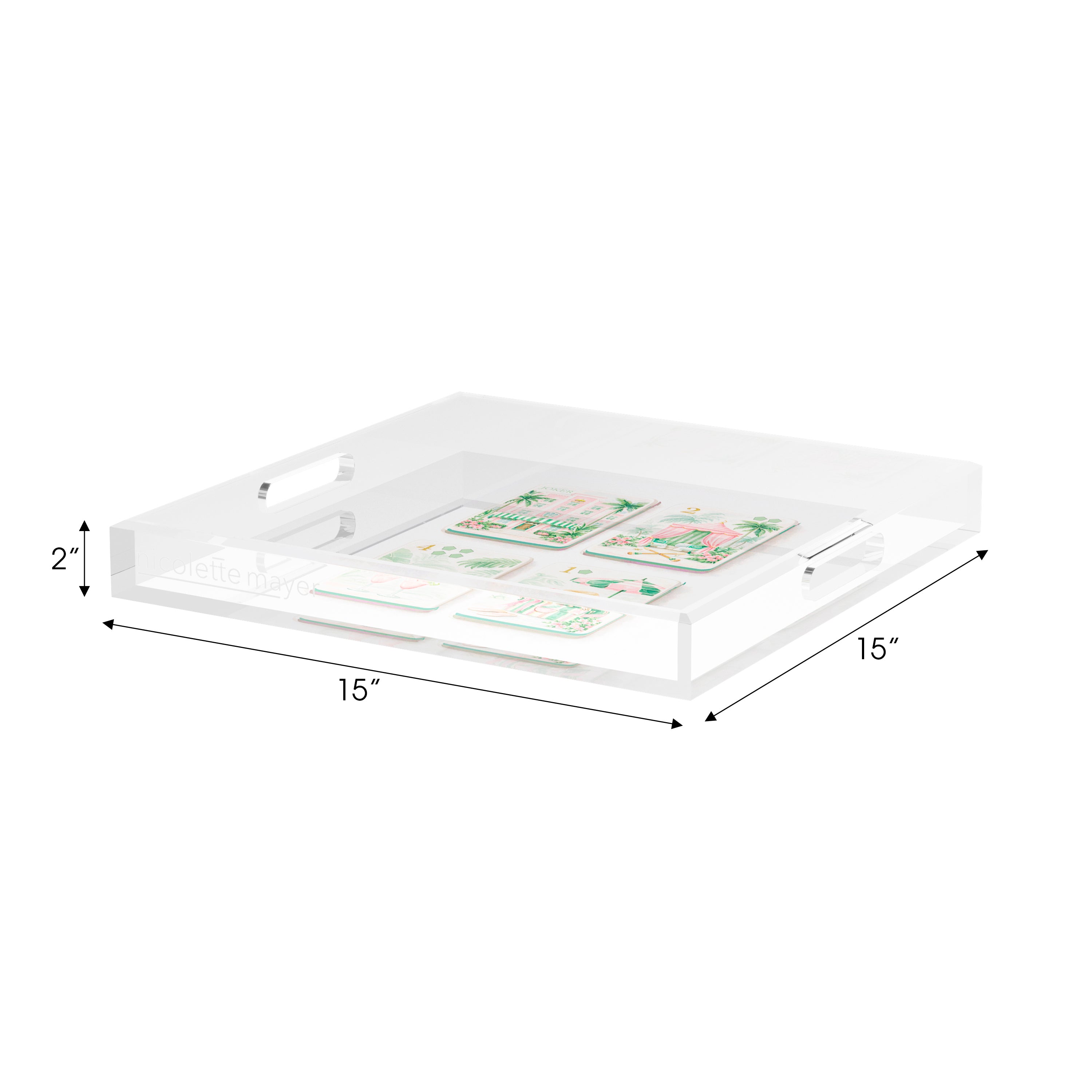 Palm Beach Theme Mahj Set of 3 Acrylic Tray - nicolettemayer.com 