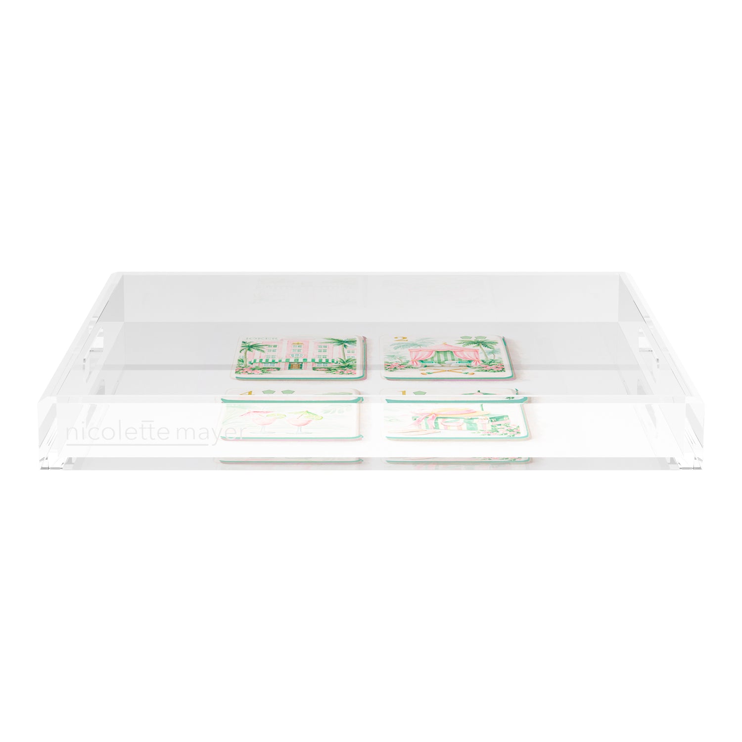 Palm Beach Theme Mahj 18X18 Acrylic Tray - nicolettemayer.com 