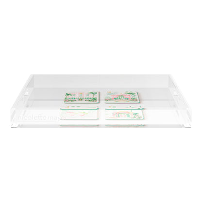 Palm Beach Theme Mahj 18X18 Acrylic Tray - nicolettemayer.com 
