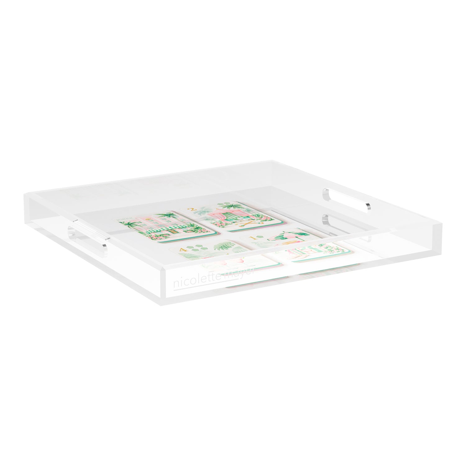 Palm Beach Theme Mahj 18X18 Acrylic Tray - nicolettemayer.com 