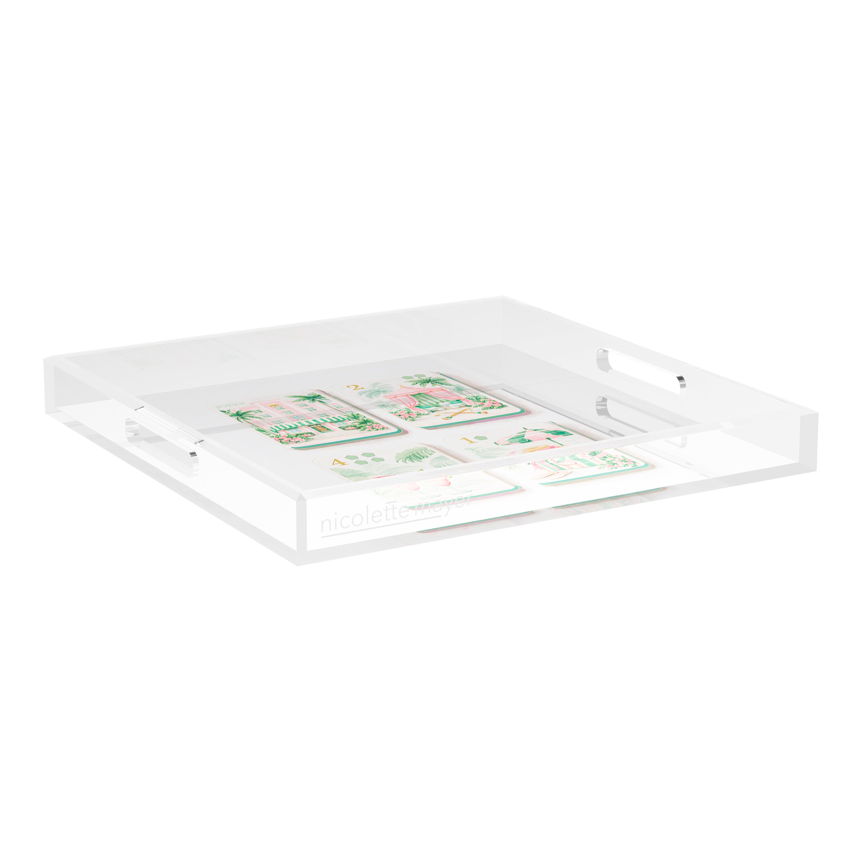 Palm Beach Theme Mahj 18X18 Acrylic Tray - nicolettemayer.com 