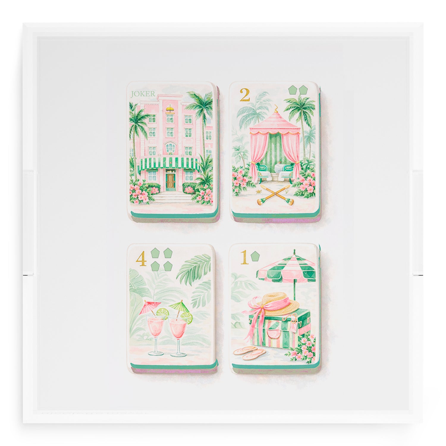 Palm Beach Theme Mahj 18X18 Acrylic Tray - nicolettemayer.com 