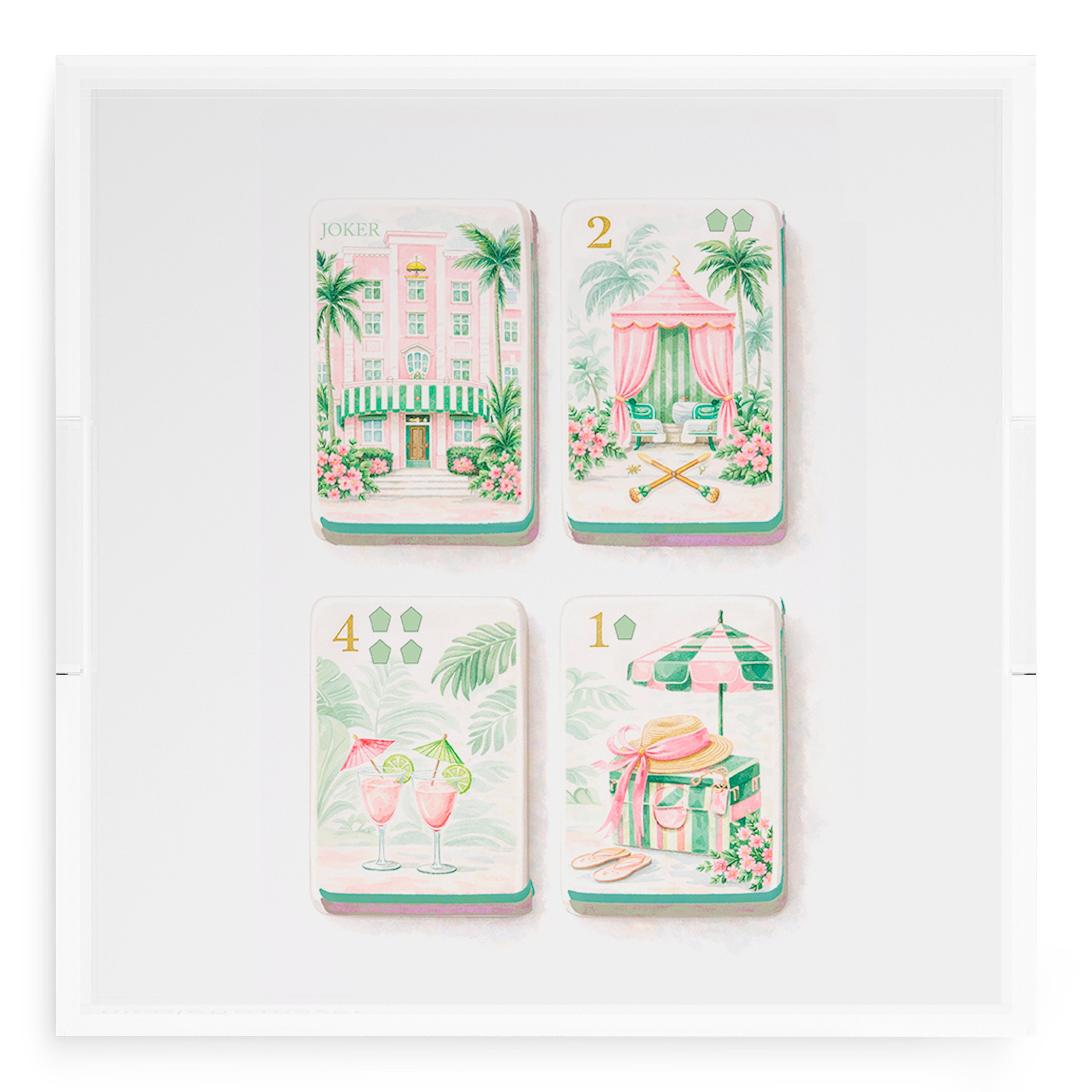 Palm Beach Theme Mahj 18X18 Acrylic Tray - nicolettemayer.com 