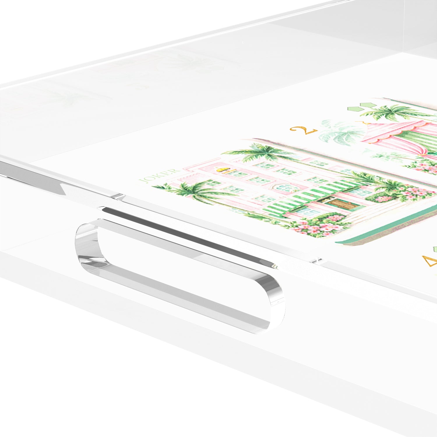 Palm Beach Theme Mahj 18X18 Acrylic Tray - nicolettemayer.com 