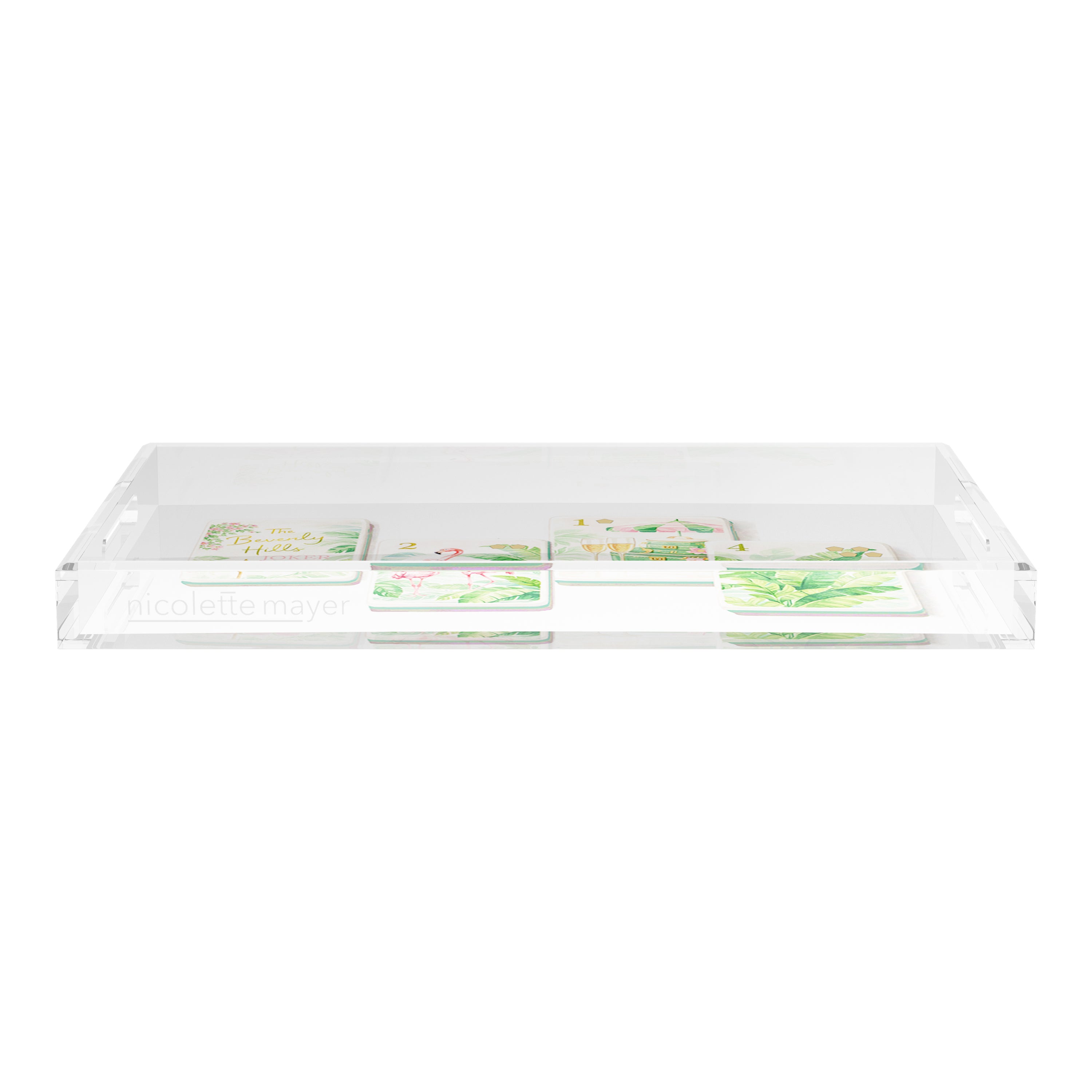 Palm Beach Theme Mahj 22.5x14.5 Acrylic Tray - nicolettemayer.com 