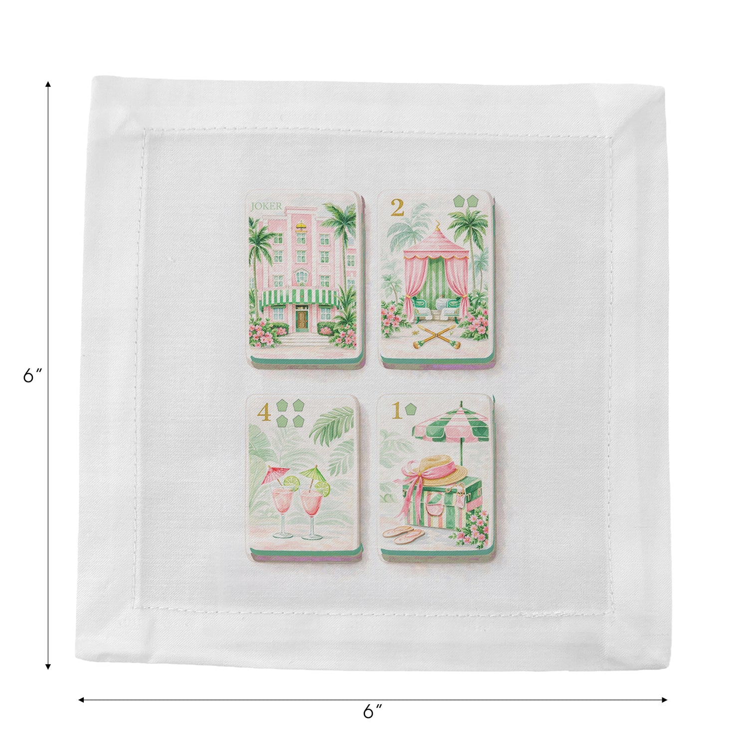 Palm Beach Theme Mahj Cotton Sateen Cocktail Napkins - nicolettemayer.com
