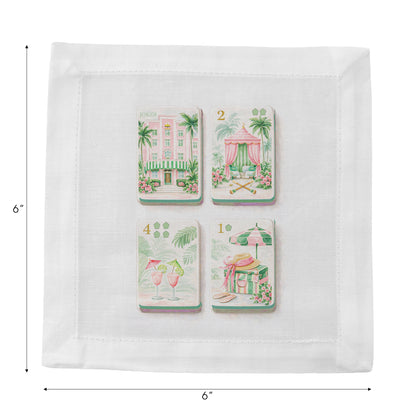 Palm Beach Theme Mahj Cotton Sateen Cocktail Napkins - nicolettemayer.com