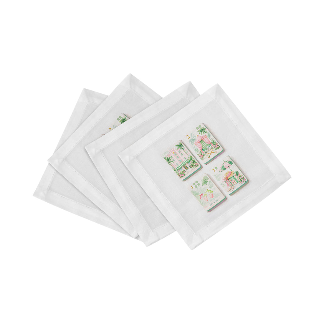 Palm Beach Theme Mahj Cotton Sateen Cocktail Napkins - nicolettemayer.com