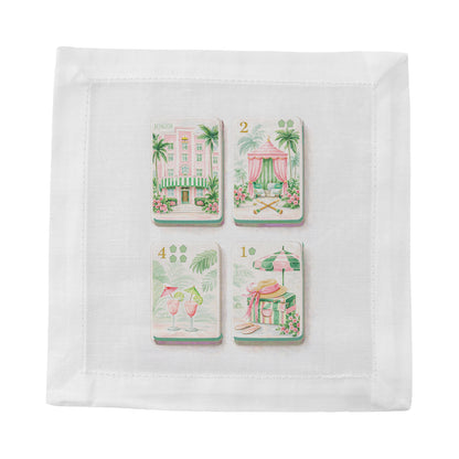 Palm Beach Theme Mahj Cotton Sateen Cocktail Napkins - nicolettemayer.com