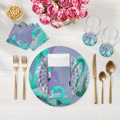 Ensemble de 4 sets de table ronds en galets Palm Springs Wisteria 16
