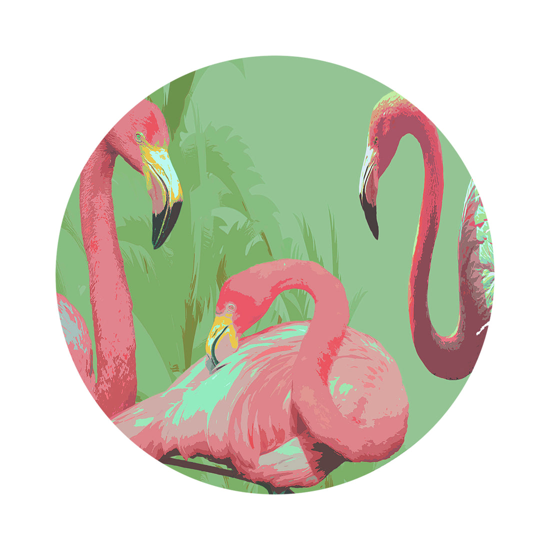 Palm Springs Flamingo 16" Round Pebble Placemats, Set of 4 - nicolettemayer.com