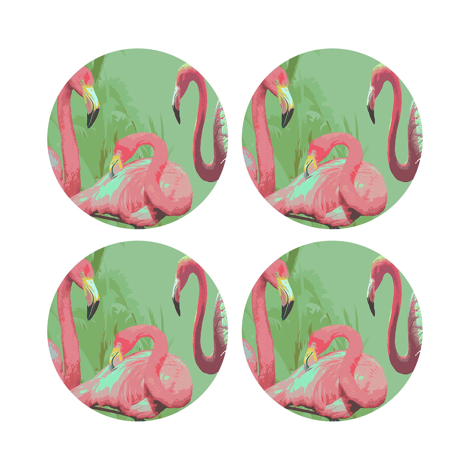 Palm Springs Flamingo 16&quot; Round Pebble Placemats, Set of 4 - nicolettemayer.com