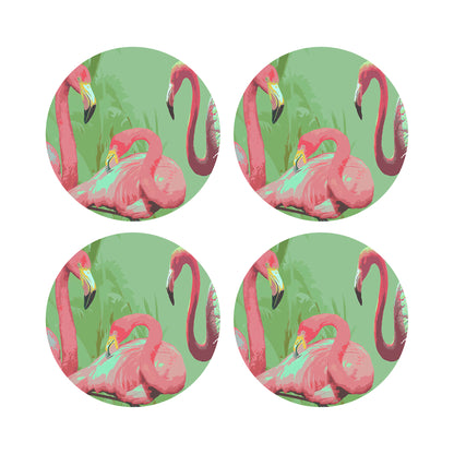 Palm Springs Flamingo 16&quot; Round Pebble Placemats, Set of 4 - nicolettemayer.com