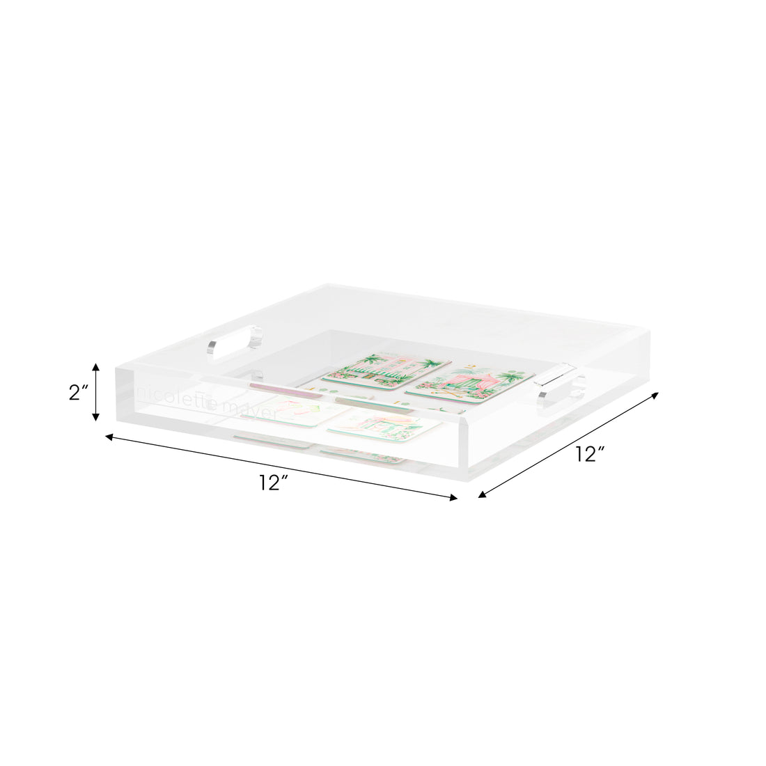 Palm Beach Theme Mahj 12X12 Acrylic Tray - nicolettemayer.com 