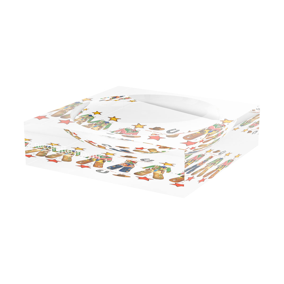 Paper Dolls Five Chaps XOXO Acrylic Candy Catchall Dish, 6 x 6 in., 8 x 8 in. by Nicolette Mayer