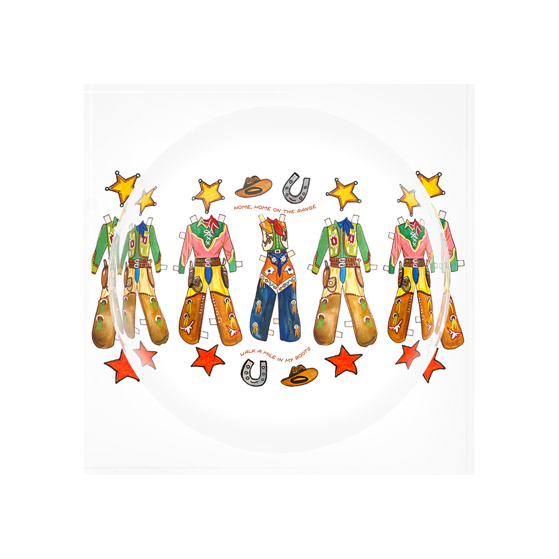 Paper Dolls Five Chaps XOXO Acrylic Candy Catchall Dish, 6 x 6 in., 8 x 8 in. by Nicolette Mayer