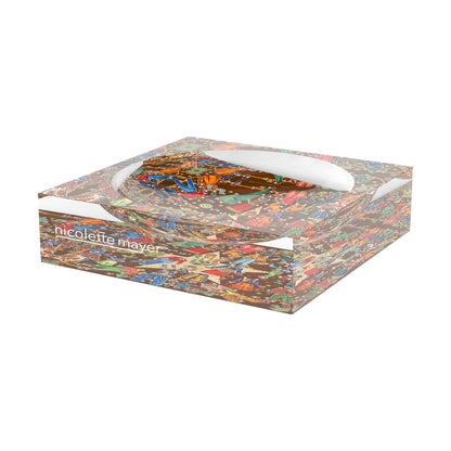 Paper Dolls XOXO Brown Acrylic Candy Catchall Dish, 6 x 6 in., 8 x 8 in. by Nicolette Mayer 