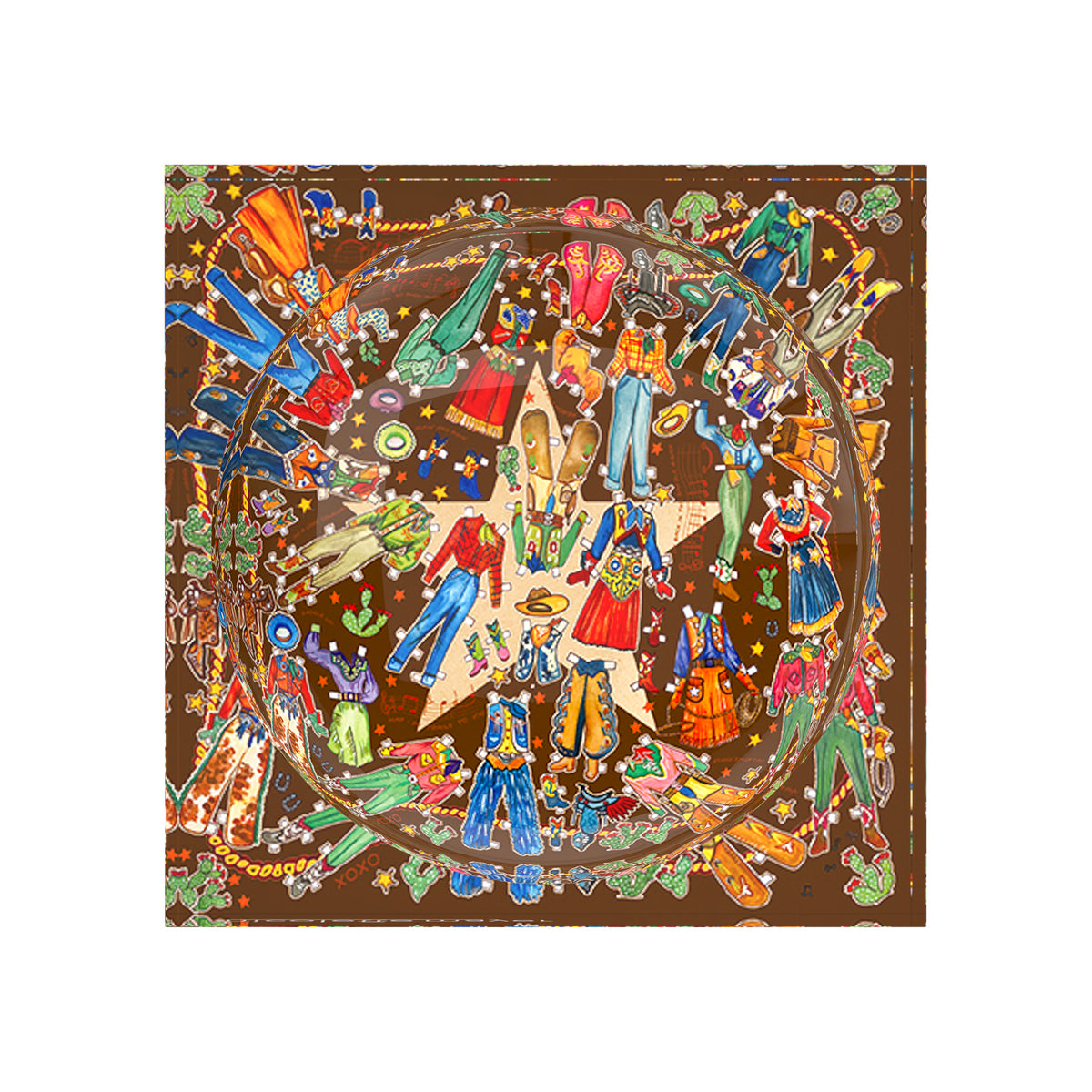 Paper Dolls XOXO Brown Acrylic Candy Catchall Dish, 6 x 6 in., 8 x 8 in. by Nicolette Mayer 