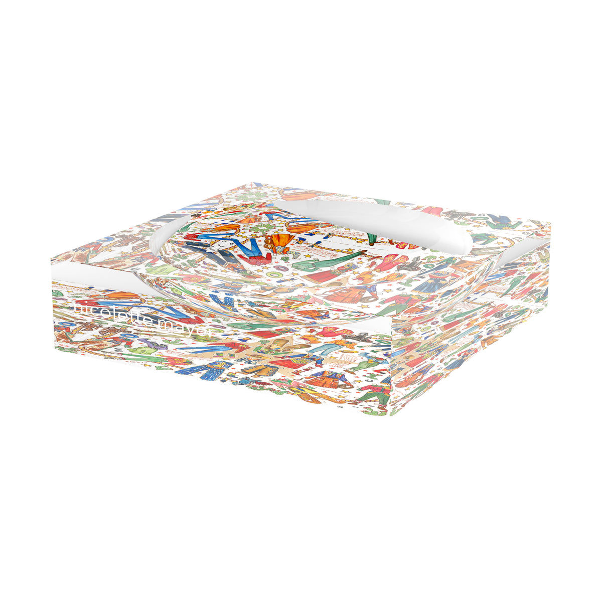 Paper Dolls XOXO Brown Acrylic Candy Catchall Dish, 6 x 6 in., 8 x 8 in. by Nicolette Mayer 