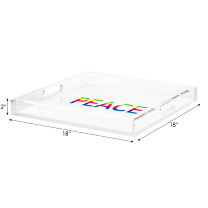 Peace Rainbow Acrylic Decorative Tray, 18 x 18 in. by Nicolette Mayer 