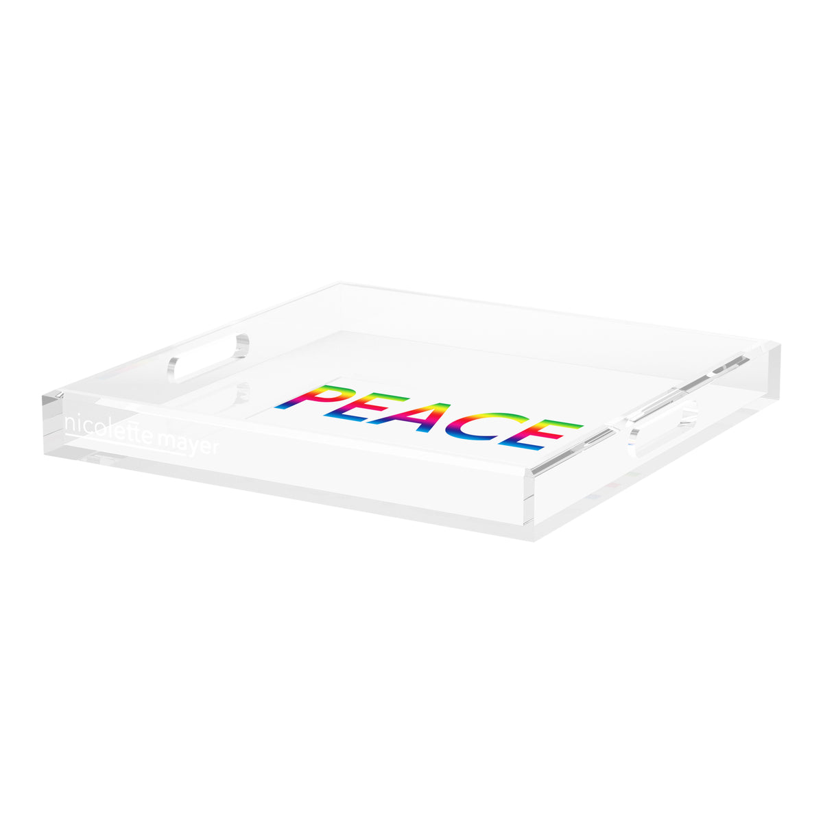 Peace Rainbow Acrylic Decorative Tray, 18 x 18 in. by Nicolette Mayer 