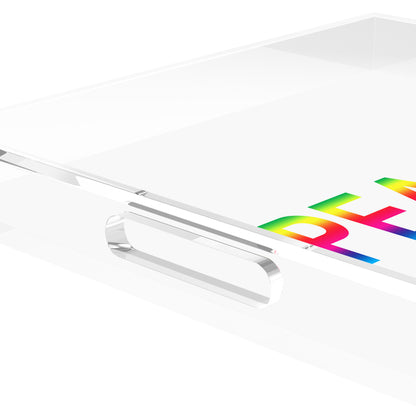 Peace Rainbow Acrylic Decorative Tray, 18 x 18 in. by Nicolette Mayer 