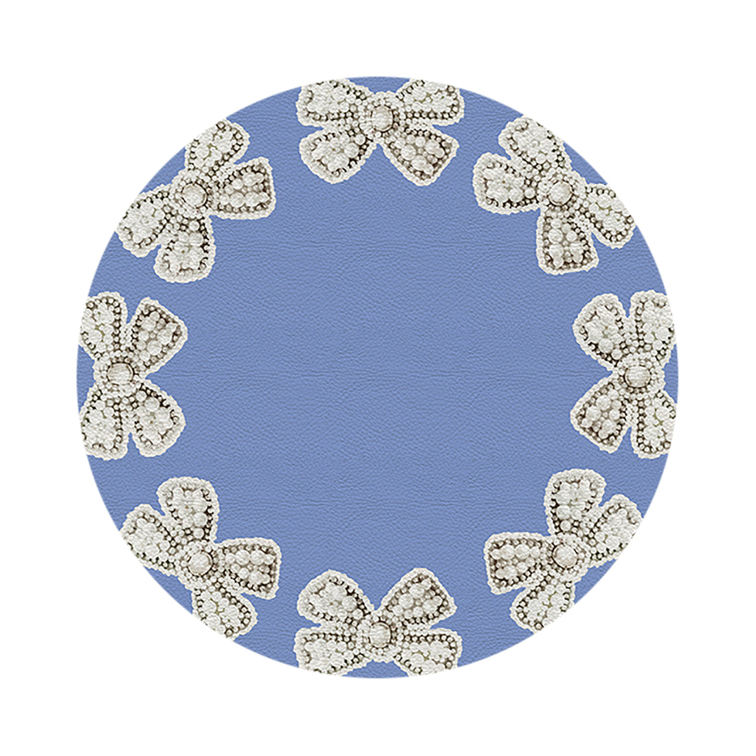 Pearl Bow Blue 16&quot; Round Pebble Placemat Set of 4 - nicolettemayer.com