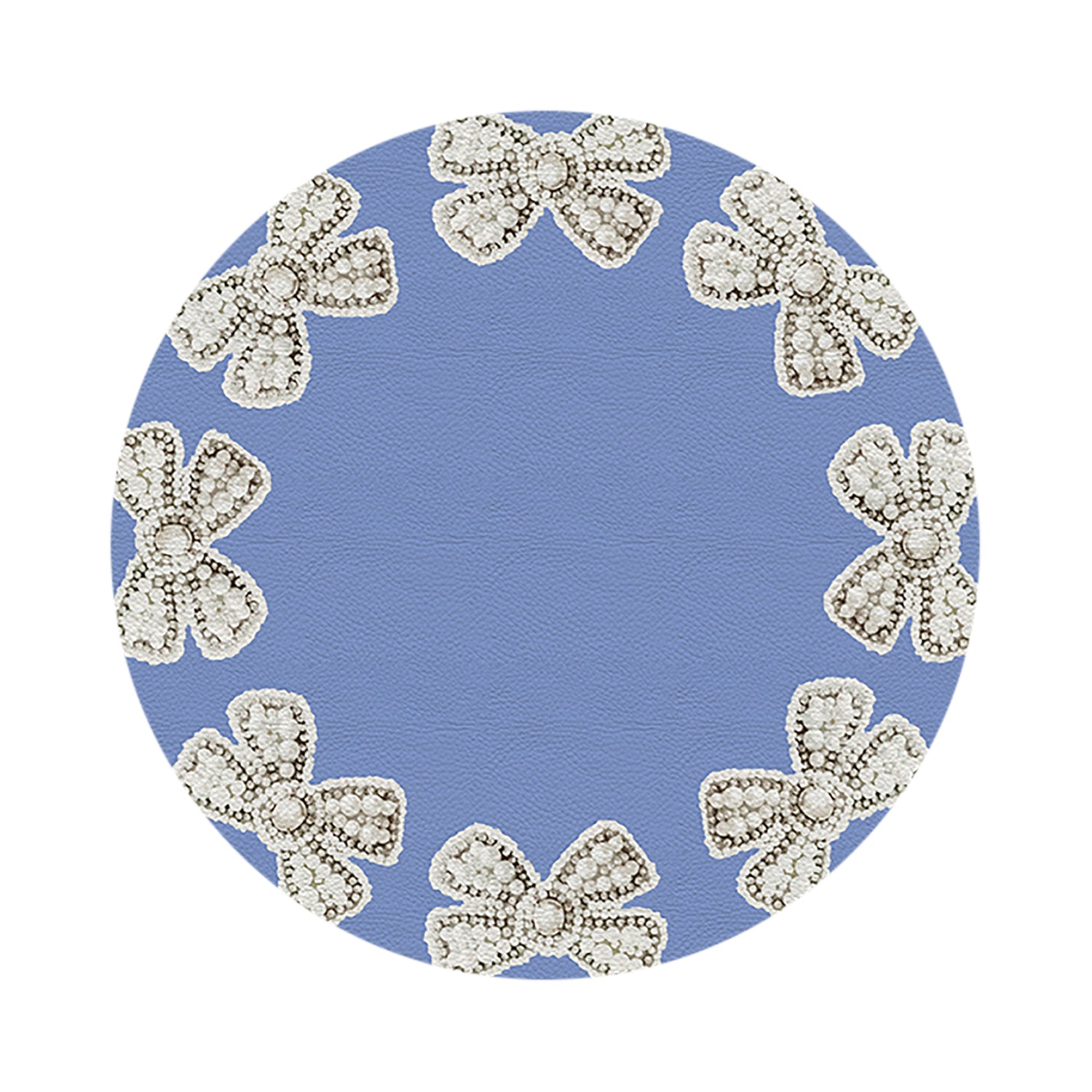Pearl Bow Blue 16&quot; Round Pebble Placemats, Set of 4 - nicolettemayer.com
