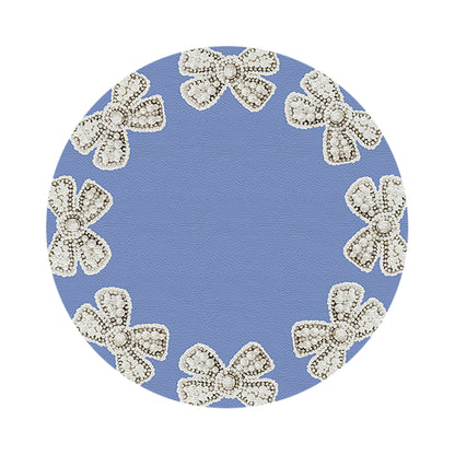 Pearl Bow Blue 16&quot; Round Pebble Placemats, Set of 4 - nicolettemayer.com
