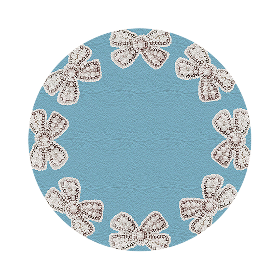 Pearl Bow Bluebell 16&quot; Round Pebble Placemat Set of 4 - nicolettemayer.com
