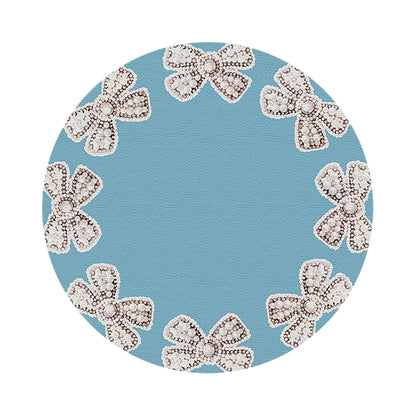 Pearl Bow Bluebell 16&quot; Round Pebble Placemats, Set of 4 - nicolettemayer.com
