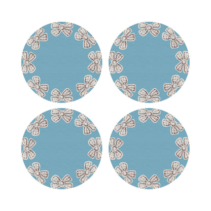 Pearl Bow Bluebell 16&quot; Round Pebble Placemats, Set of 4 - nicolettemayer.com
