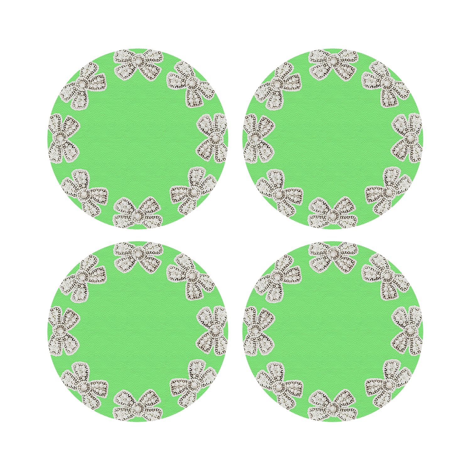 Pearl Bow Colony 16&quot; Round Pebble Placemats, Set of 4 - nicolettemayer.com
